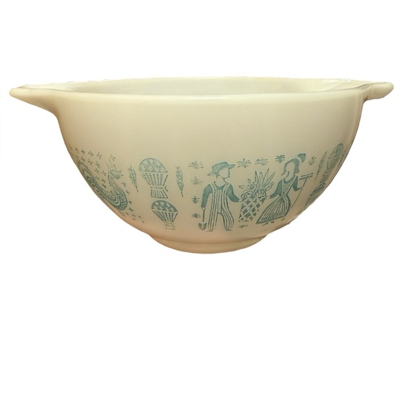 Vintage Pyrex Mixing Bowl | Amish Butterprint | Turquoise on White | #403 2.5 QT - Picture 10 of 10